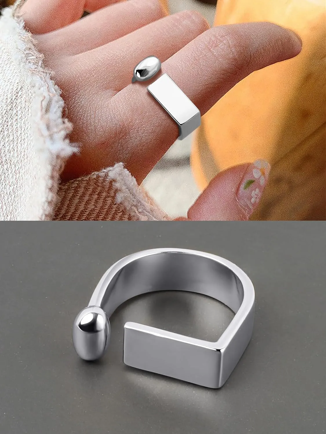 Platimun/18K Gold Plated Band Ring/Statement Rings for Women Fashion Everyday Jewelry Adjustable Rings(with Box)