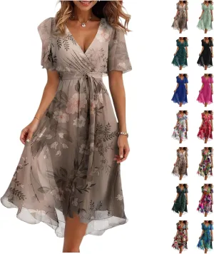 Plus Size Boho Cocktail Guest Belted A-Line Midi Dresses for Women 2025 Elegant Classy Wedding