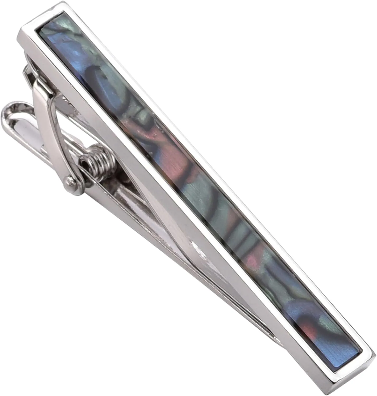 Polished Natural Abalone Men Cufflinks and Tie Clip Set Silver Tone 14K Gold Plated Men Tie Pin Cufflinks for Wedding Tuxedo Shirt Party Birthday Anniversary