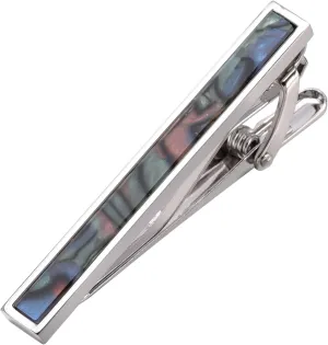 Polished Natural Abalone Men Cufflinks and Tie Clip Set Silver Tone 14K Gold Plated Men Tie Pin Cufflinks for Wedding Tuxedo Shirt Party Birthday Anniversary
