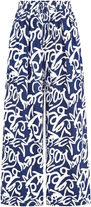 PRETTYGARDEN Womens Pants Elastic Waist Floral Lightweight Palazzo Pants for Women Casual Lounge Wide Leg Pants Woman