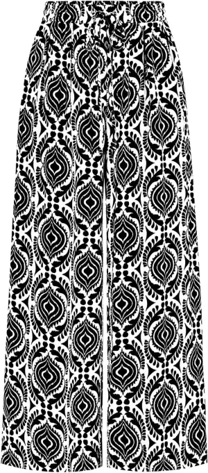 PRETTYGARDEN Womens Pants Elastic Waist Floral Lightweight Palazzo Pants for Women Casual Lounge Wide Leg Pants Woman