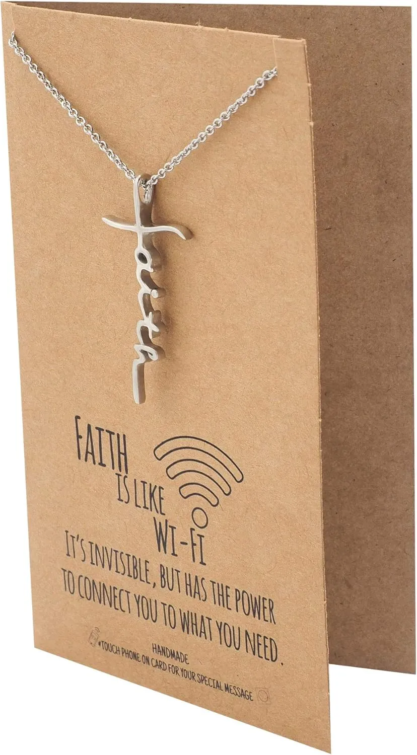 quan jewelry WiFi Faith Charm, Religious Jewelry, Inspirational Jewelry with Greeting Card