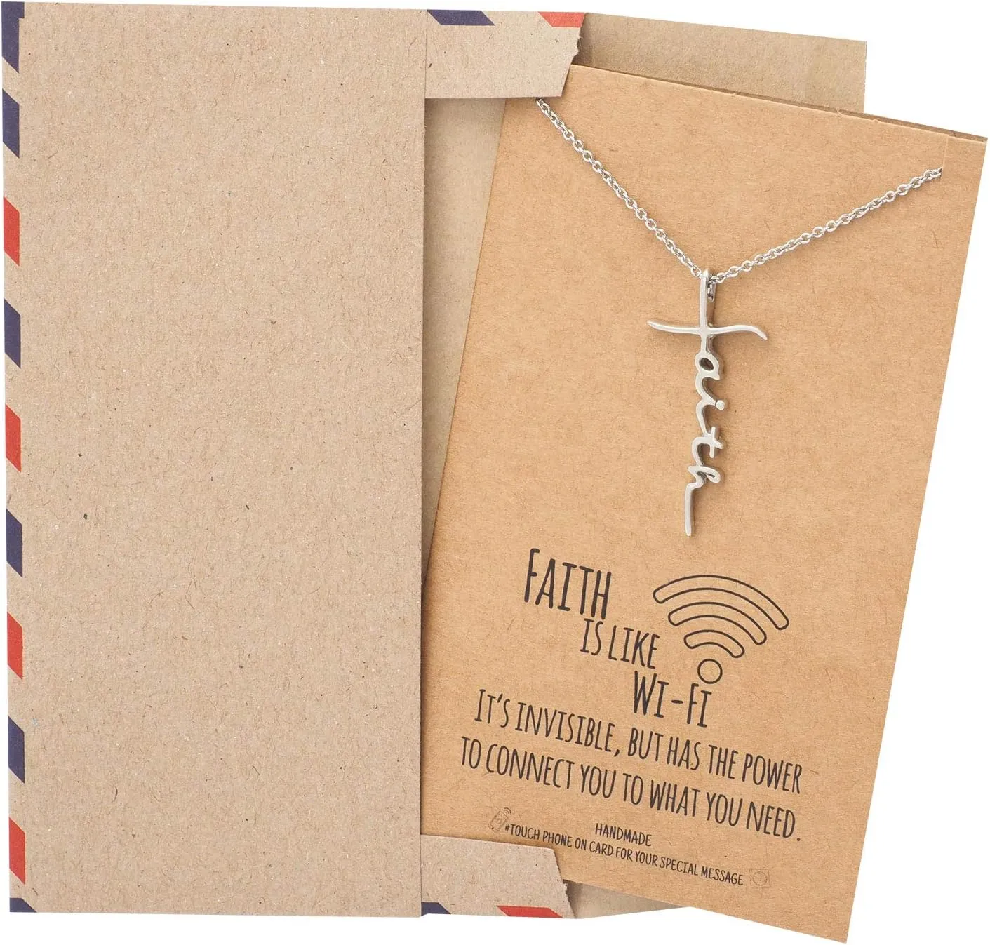quan jewelry WiFi Faith Charm, Religious Jewelry, Inspirational Jewelry with Greeting Card