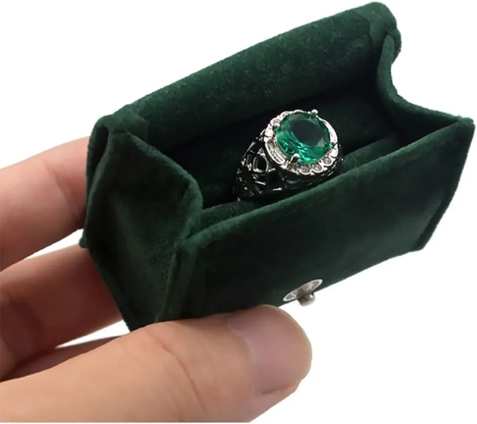 Ring Box, Jewelry Ring Gift Box Vintage Ring Display Holder Case for Wedding Ceremony Proposal Engagement (green)