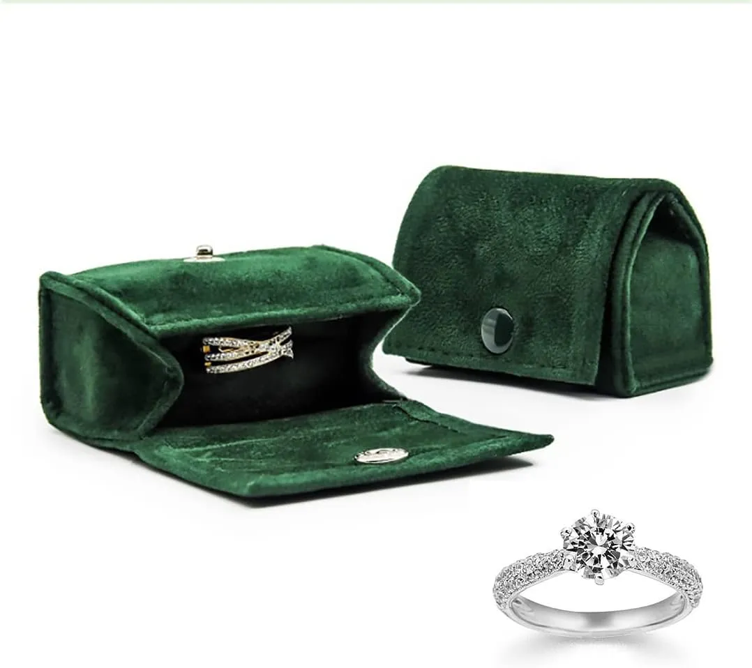 Ring Box, Jewelry Ring Gift Box Vintage Ring Display Holder Case for Wedding Ceremony Proposal Engagement (green)