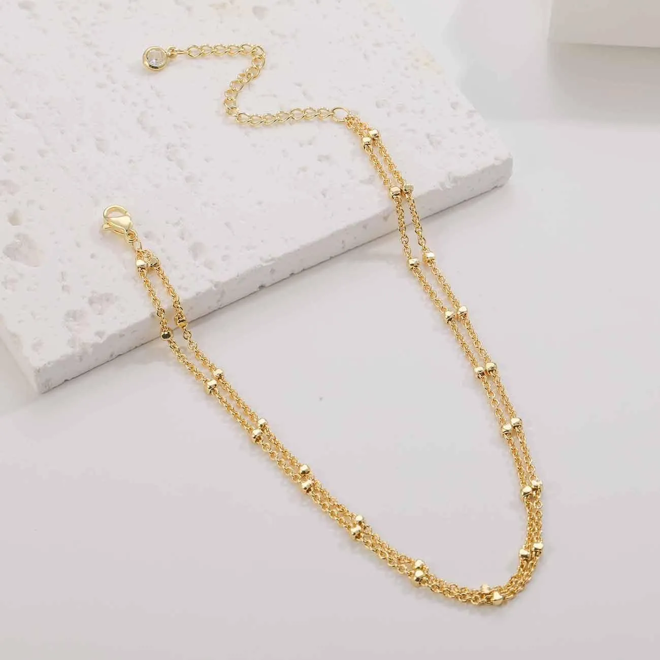 RLMOON Gold Anklets for Women CZ Ankle Bracelet 14K Gold Plated Waterproof Dainty Layered Tennis Heart Dot Chain Anklet Trendy Foot Jewelry