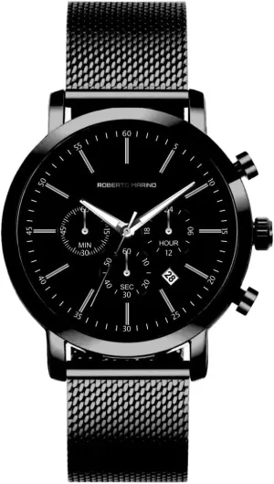 RM3424 Mens Luxury Wrist Watch  Black Stainless Steel Japanese Quartz, 3 ATM Water Resistant  Elegant Dress Watches for Men