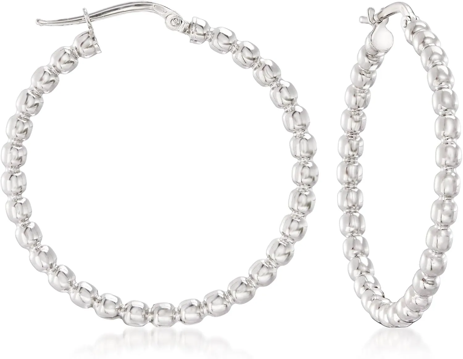 Ross-Simons Italian Sterling Silver Beaded Hoop Earrings