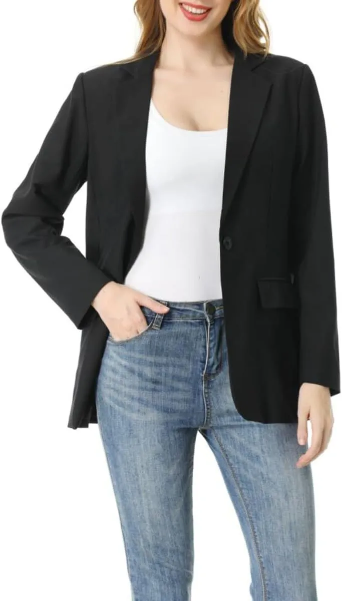 S7 Womens Casual Black Blazers Open Front Long Sleeve Notch Lapel Suit Jackets Blazer for Business Formal Office Wear