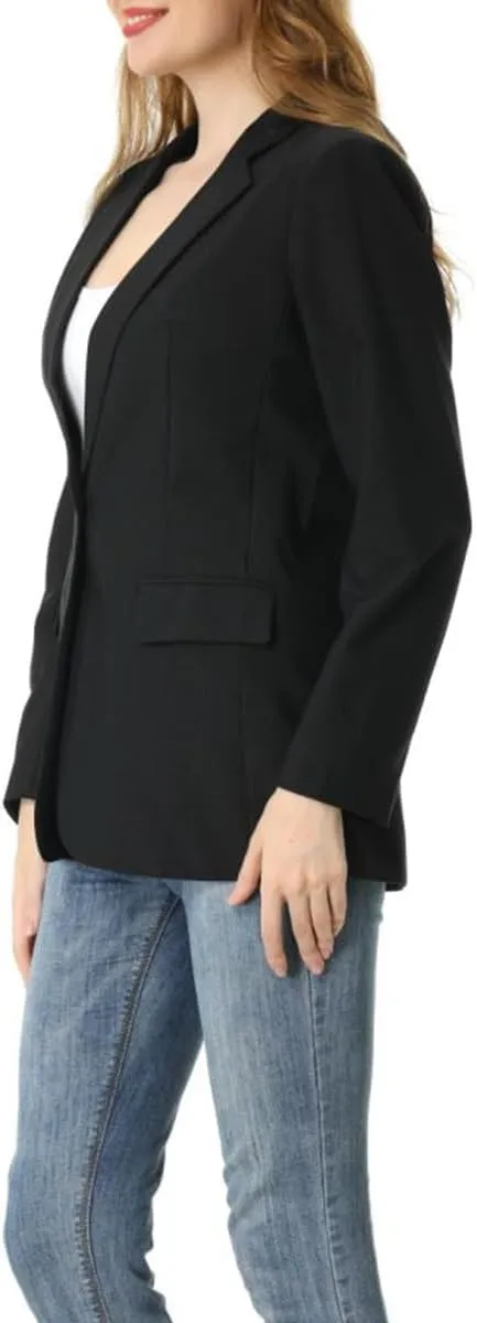 S7 Womens Casual Black Blazers Open Front Long Sleeve Notch Lapel Suit Jackets Blazer for Business Formal Office Wear