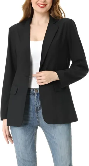 S7 Womens Casual Black Blazers Open Front Long Sleeve Notch Lapel Suit Jackets Blazer for Business Formal Office Wear