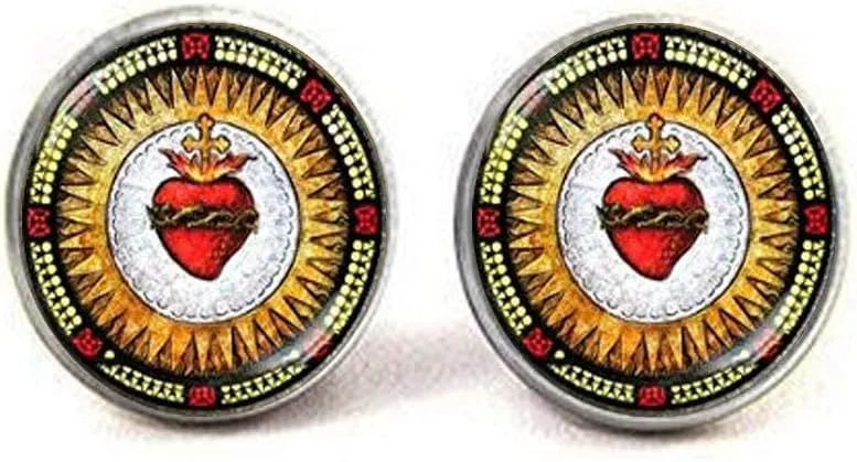 Sacred Heart Cufflinks Christian Cufflinks Religious Cufflinks Catholic Cufflinks Christian gift
