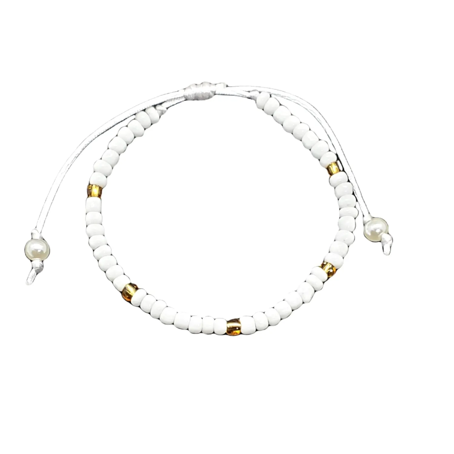 Santeria Adjustable String Foot Anklet Tobillera (Obatala)
