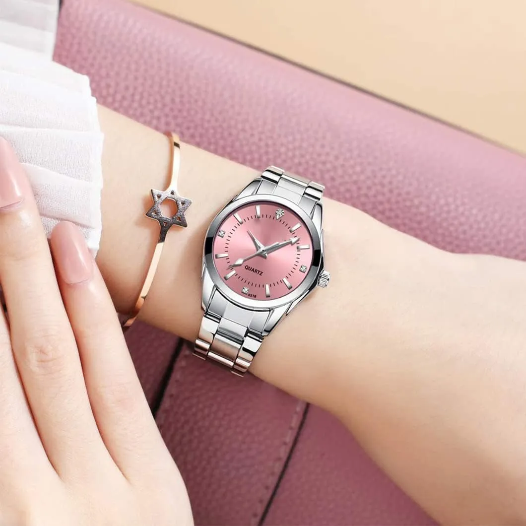 SENRUD Couple Watches Men and Women Gold Silver Stainless Steel Watch Fashion his and Hers Watches Set