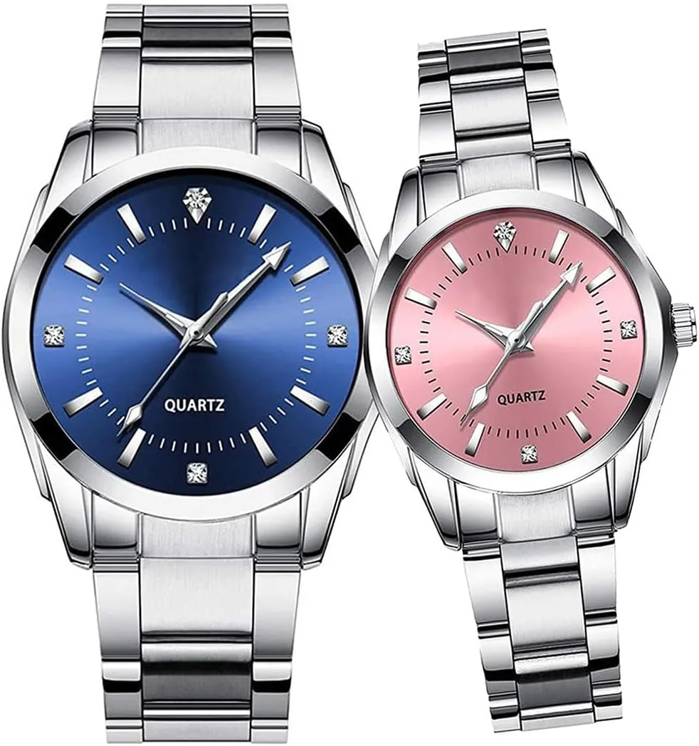 SENRUD Couple Watches Men and Women Gold Silver Stainless Steel Watch Fashion his and Hers Watches Set