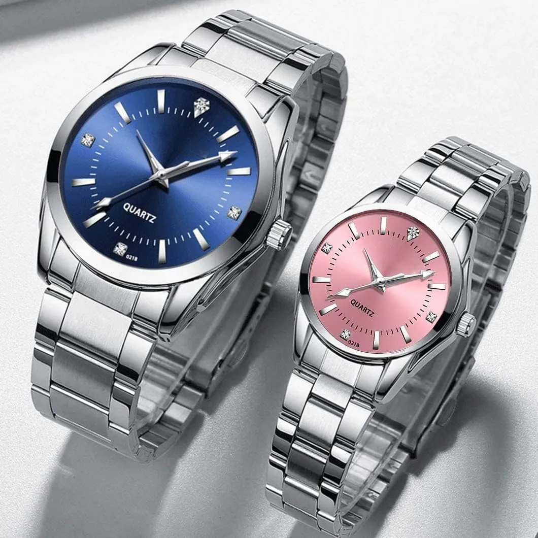 SENRUD Couple Watches Men and Women Gold Silver Stainless Steel Watch Fashion his and Hers Watches Set