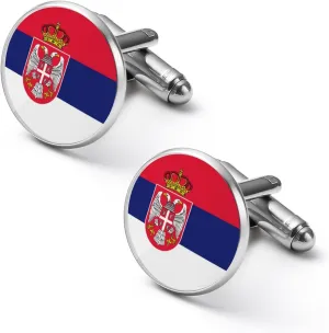 Serbia Serbian Flag Fashion Cufflinks for Men Classic Shirts Cuff Links Set for Gifts Wedding Business
