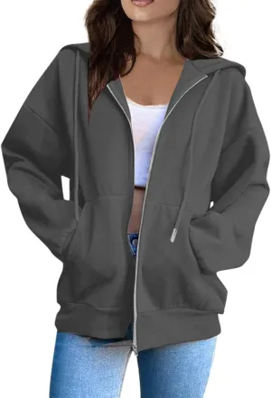 SGASY Womens Zip Up Hoodies Sweatshirt Fleece Jackets 2024 Fall Fashion Outfits Winter Clothes Soft Zip Up Hoodie Women