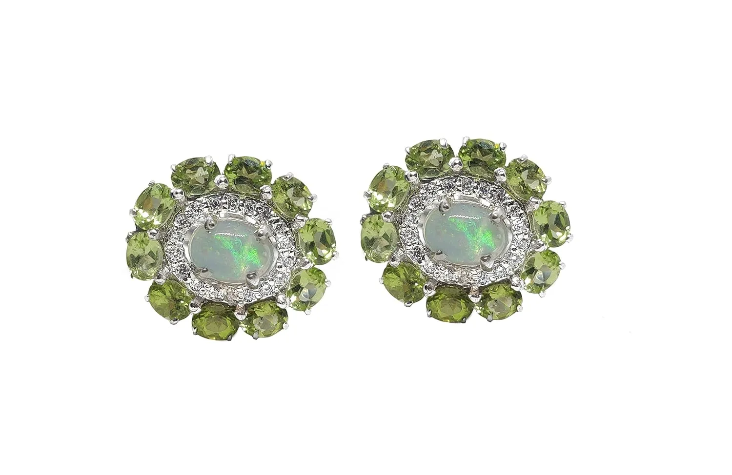 Silver Opal Peridot Cufflinks Natural Opal Peridot Engagement Cufflinks 925 Silver Statement Opal Cufflinks For Wedding Opal Groomsmen Cufflinks