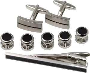 Simplicity Cufflinks 5Pcs Studs and Black Clips set With a Gift Box for Formal Tuxedo Tuxedo Shirt French Dress