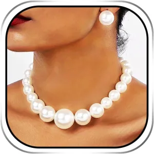 Sixexey Pearl Jewelry Set Wedding Bridal Necklace Jewelry Prom Costume Jewelry Accessories for Women
