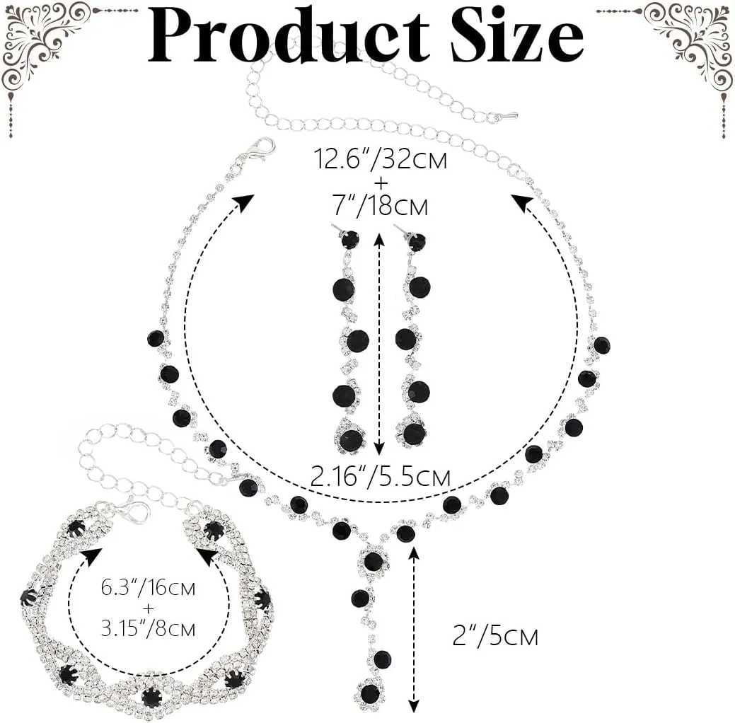 Sixexey Rhinestone Prom Jewelry Set Silver Jewelry Bridal Wedding Necklace Jewelry for Women