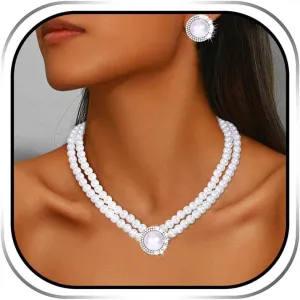 Sixexey Wedding Pearl Jewelry Set Bridal Jewelry Rhinestone Prom Birthday Necklace Jewelry Accessories for Women