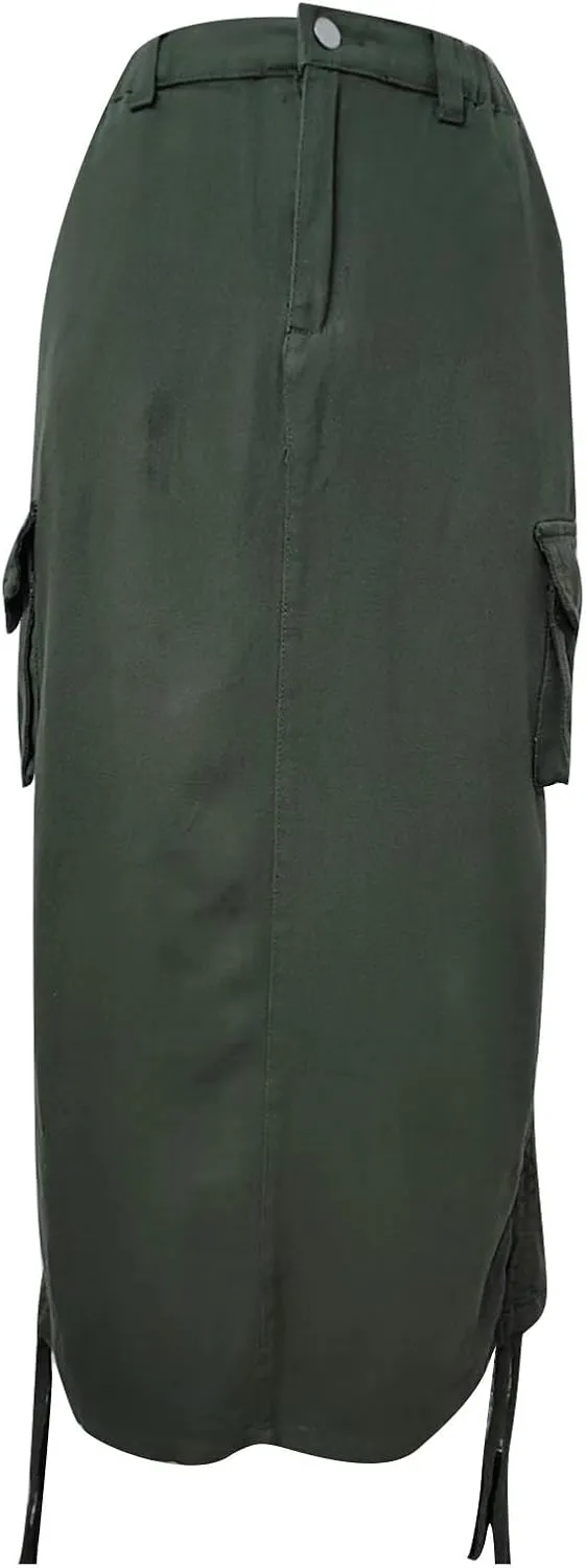 Skirts for Women 2024 Sexy Ruched Bodycon Skirt Above Knee Silky Hip-Wrapped Skirts Denim Drawstring Tight Skirt