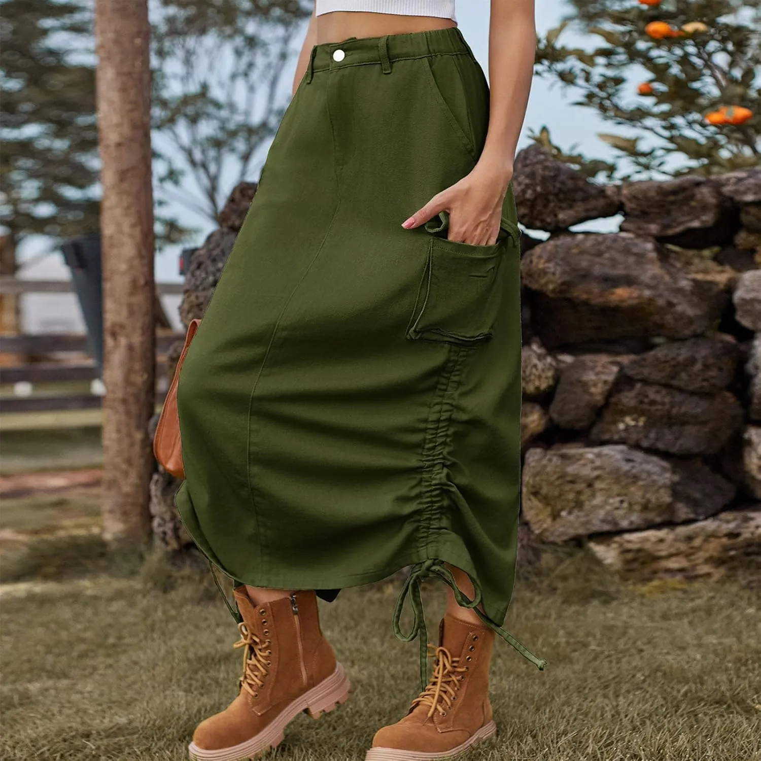 Skirts for Women 2024 Sexy Ruched Bodycon Skirt Above Knee Silky Hip-Wrapped Skirts Denim Drawstring Tight Skirt