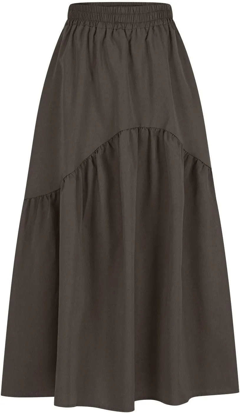 Skirts for Women Fall Elastic High Waist Swing Skirts Casual Pleated a Line Midi Skirt Trendy Baggy Half Skirt