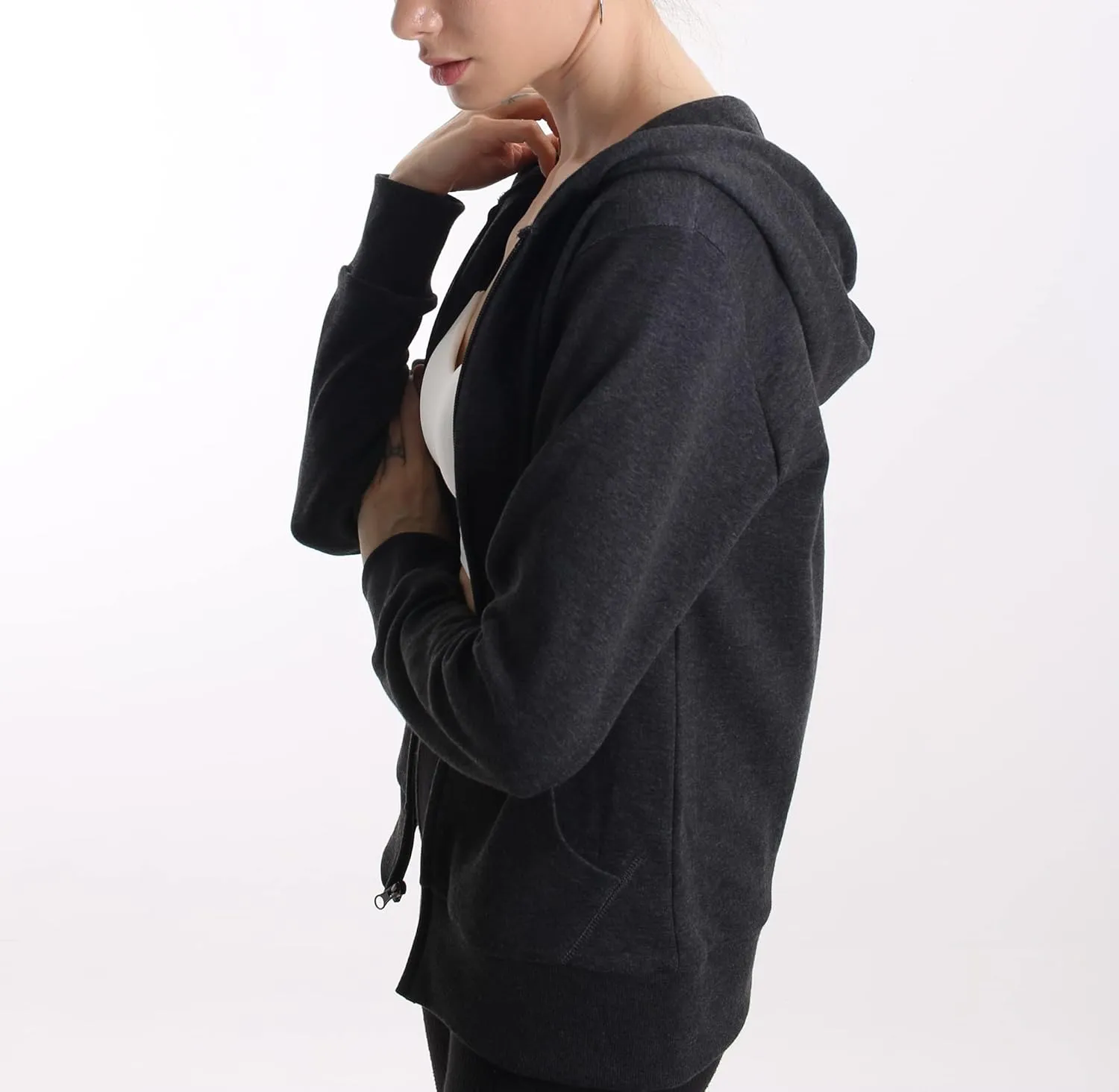 Slim Fit Women's Active Zip up Hoodie Lightweight Comfortable Long Sleeve Sweatshirt Casual Jacket with Pocket