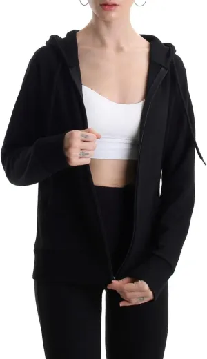 Slim Fit Women's Active Zip up Hoodie Lightweight Comfortable Long Sleeve Sweatshirt Casual Jacket with Pocket