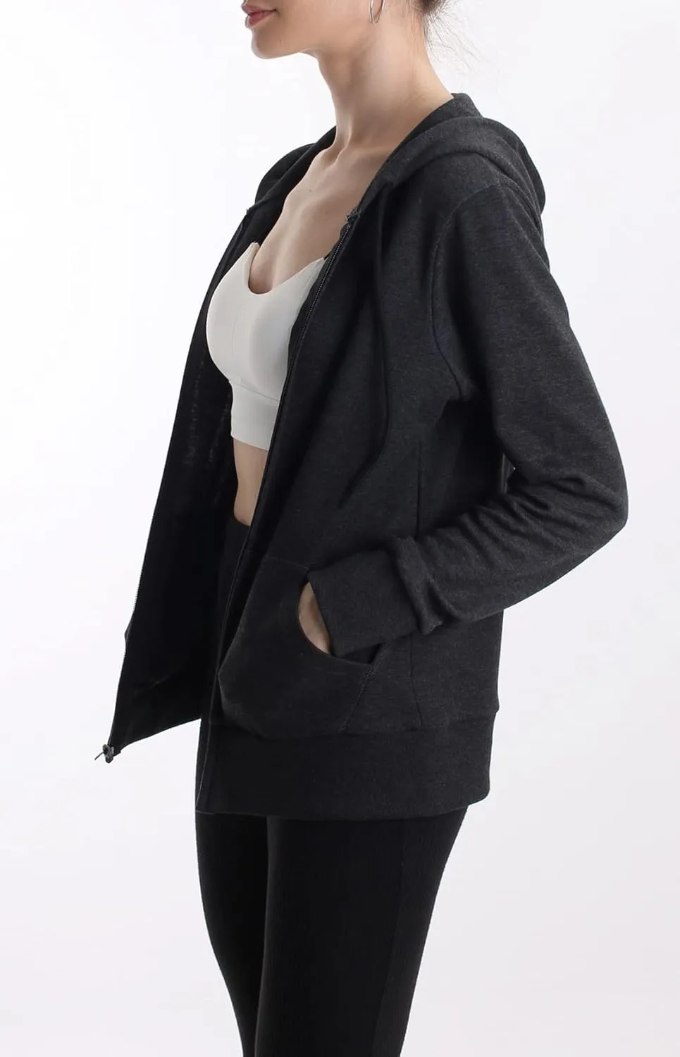 Slim Fit Women's Active Zip up Hoodie Lightweight Comfortable Long Sleeve Sweatshirt Casual Jacket with Pocket