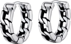 Small Chunky Hoop Earrings for Men, Skull/Infinity/Spike/Cuban Link Design Options, Black/18K Gold Plated 316L Stainless Steel, Lightweight and Comfy Earrings, Come with Box