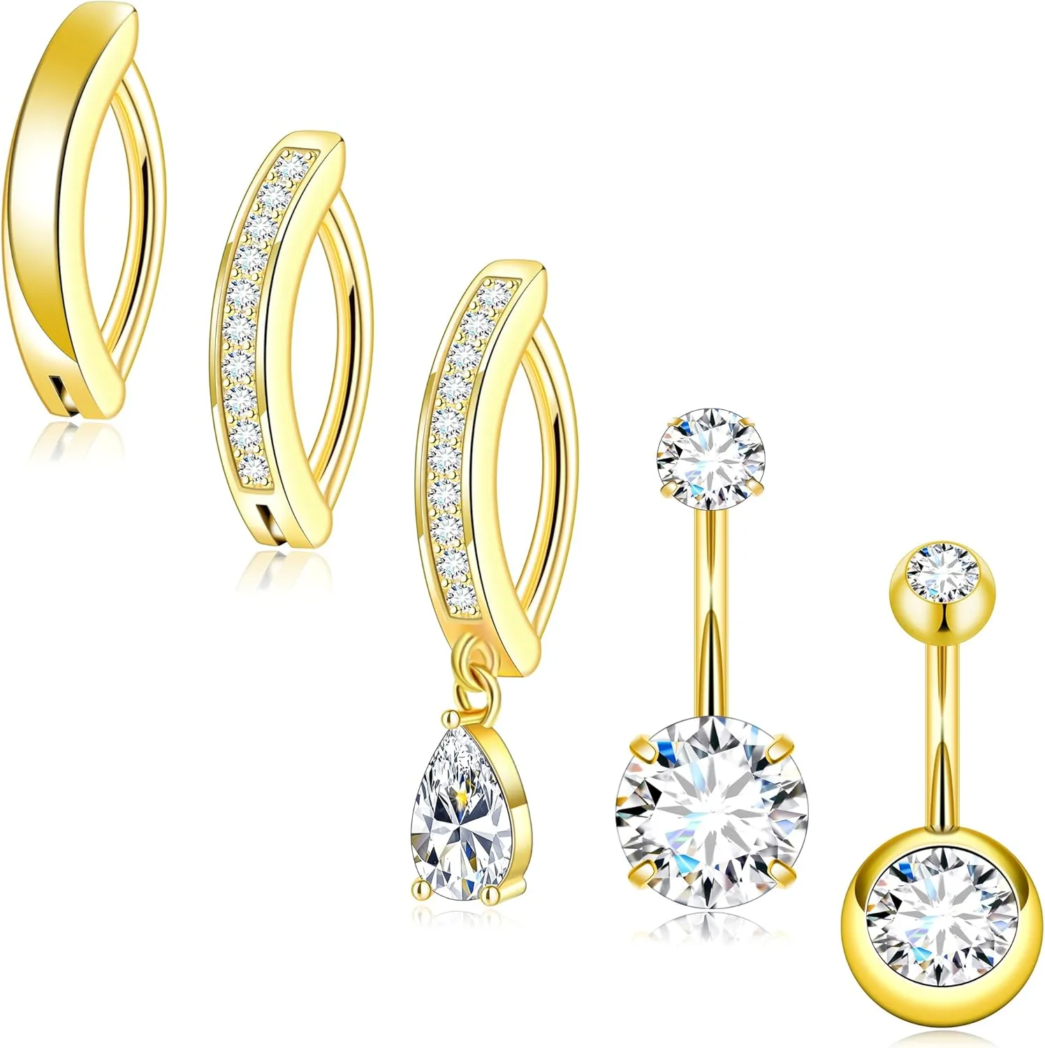 Small Hoop Clicker Belly Button Rings Piercing for Women Gold Plated Navel Ring Jewelry Surgical Stainless Steel