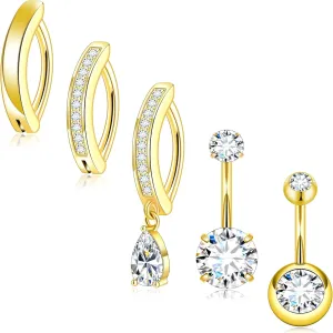 Small Hoop Clicker Belly Button Rings Piercing for Women Gold Plated Navel Ring Jewelry Surgical Stainless Steel