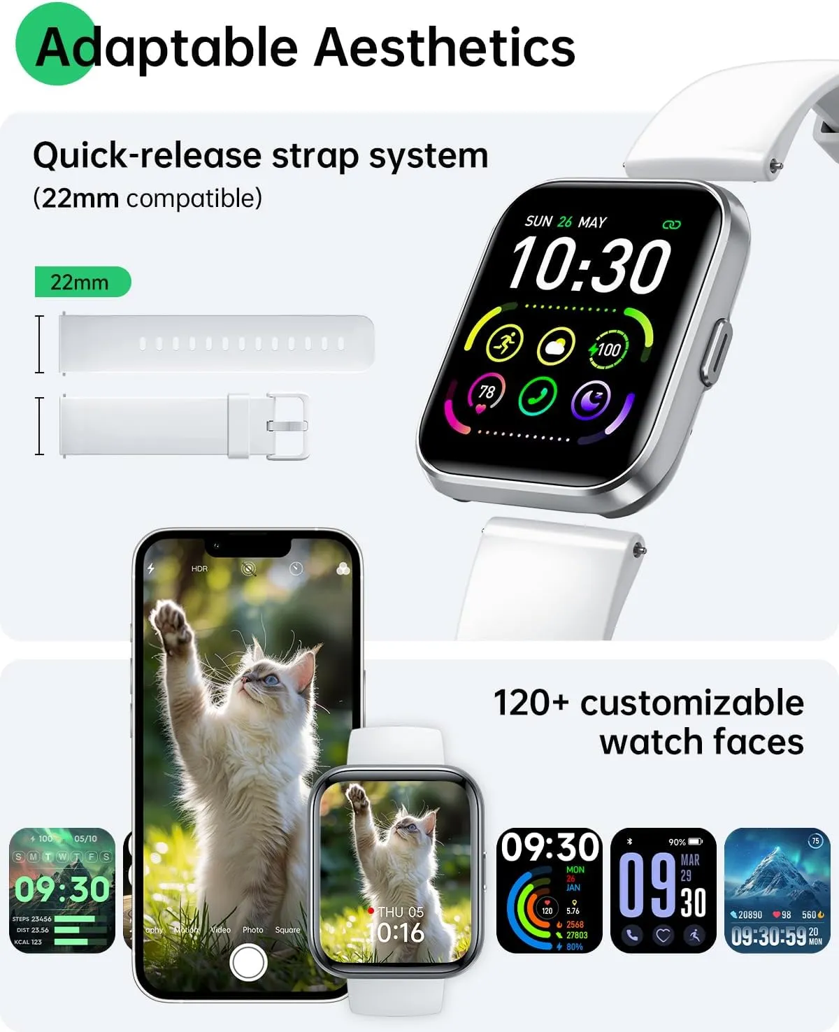 Smart Watches for Women and Men - Smart Watch Compatible for iPhone Android Phone,Alexa,Call & Notification Alerts,Heart Rate & Sleep Monitor,3 ATM Waterproof 1.83 Inches Fitness Tracker