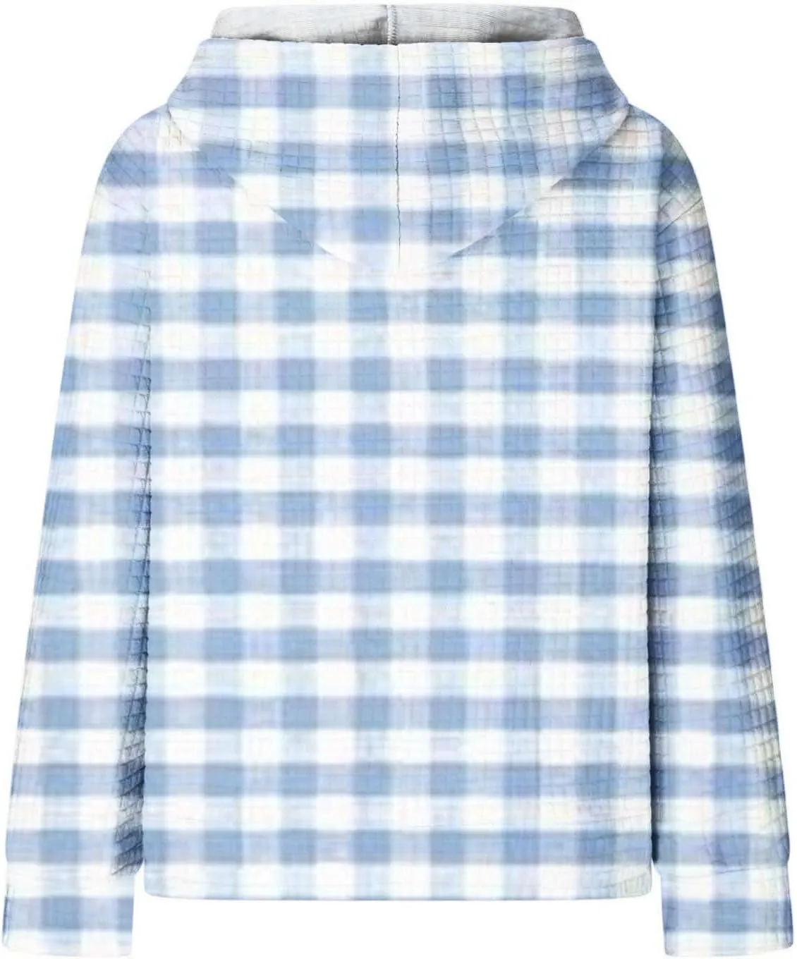 SMIDOW Pliad Waffle Knit Hoodies For Women Fall Fashion 2023 Oversized Drawstring Pullovers Casual Gingham Hooded Sweatshirts