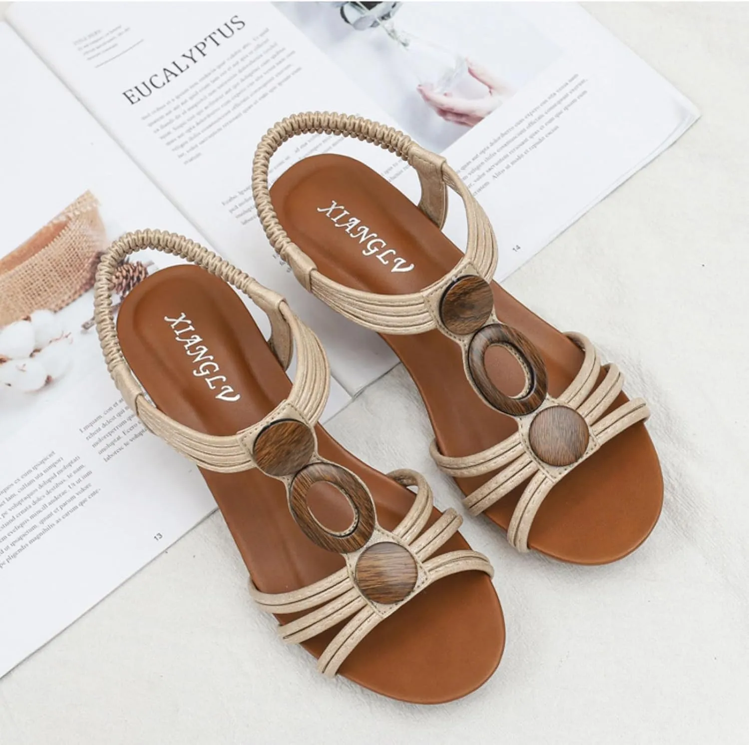 Smoneyful Women's Dressy Sandals Open Toe High Heel Platform Breathable Boho Casual Comfort Summer Wedge Beach Sandals