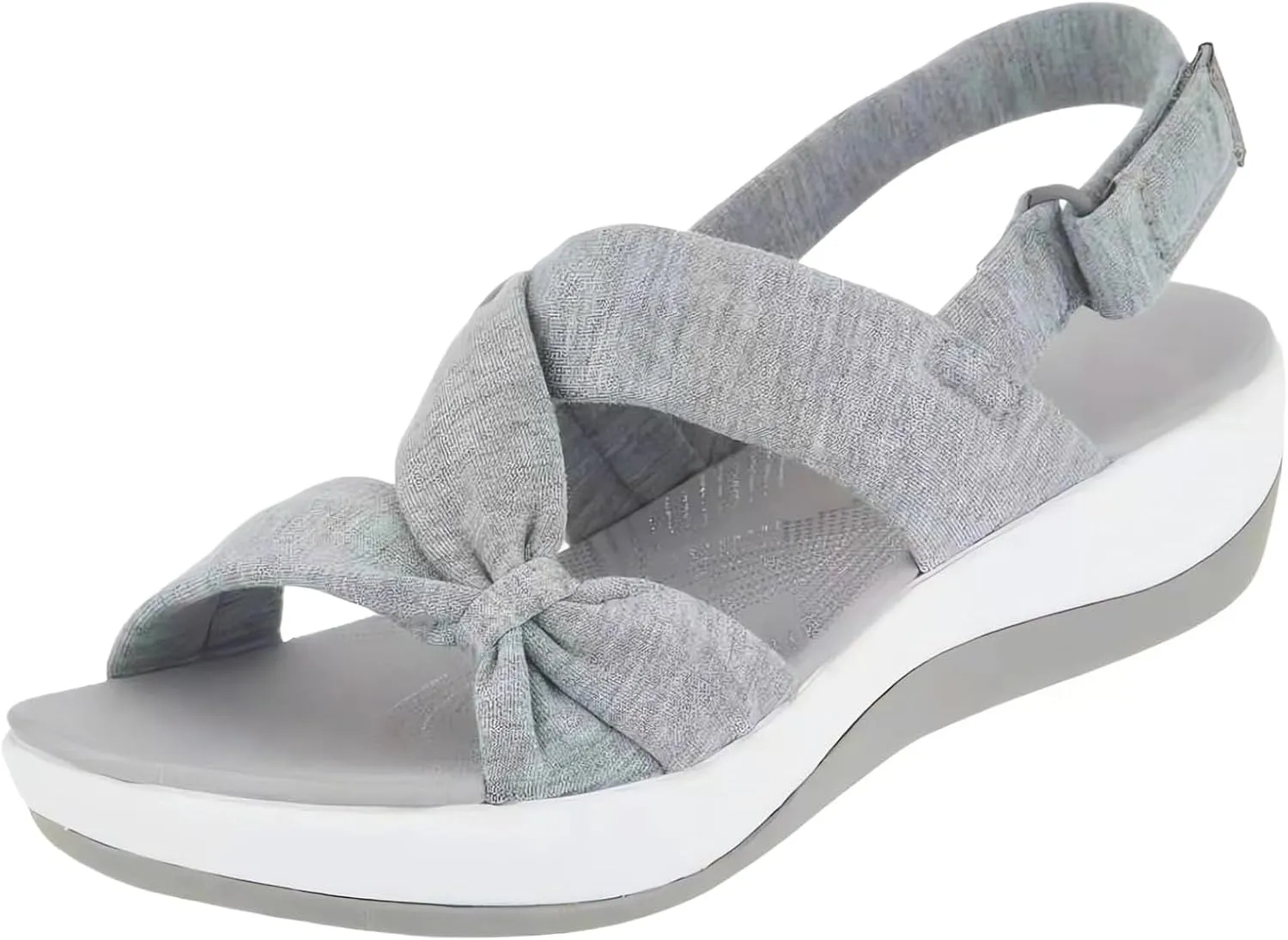 Smoneyful Women's Summer Orthopedic Arch Support Platform Wedges Strappy Comfortable Casual Walking Sandals Soft Cushion Ankle Strap Wide Fit Beach Sport Slippers Flats
