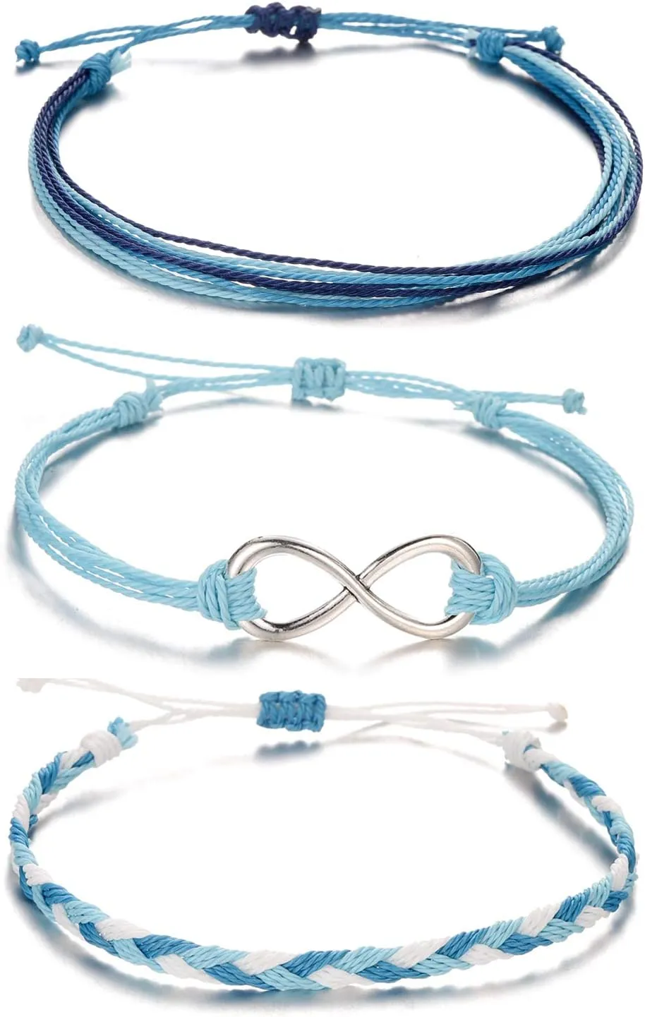 Softones Boho Rope Ankle Bracelets for Women Waterproof Adjustable Braided Anklets for Women - Turtle|Wave|Beads|Infinite|Starfish|Boat Anchor