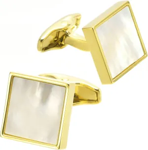 Square Mother of Pearl Men Cufflinks and Tie Clip Set Handmade Silver Gold Men Tie Clip Cufflinks Tie Pin for Wedding Business Shirt Necktie