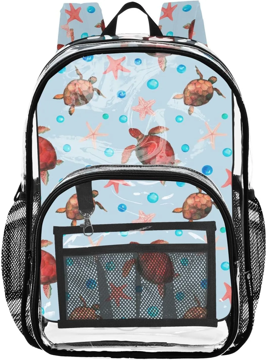 Srarfish Sea Turtle Clear Backpack Transparent Bag for Girls Boys Kids Backpacks See Through Bookbag Plastic Daypack for Teens Students Women Men Travel