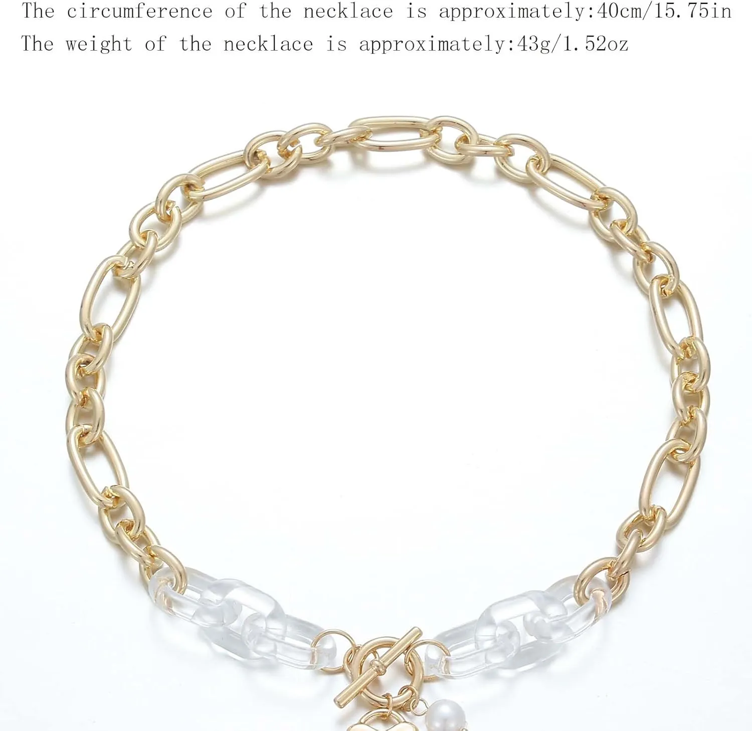 Statement Chunky Chain Initial Necklace,Letter A-Z OT Clasp Pearl Accent Trendy Initial Choker,Jewelry Gift for Women
