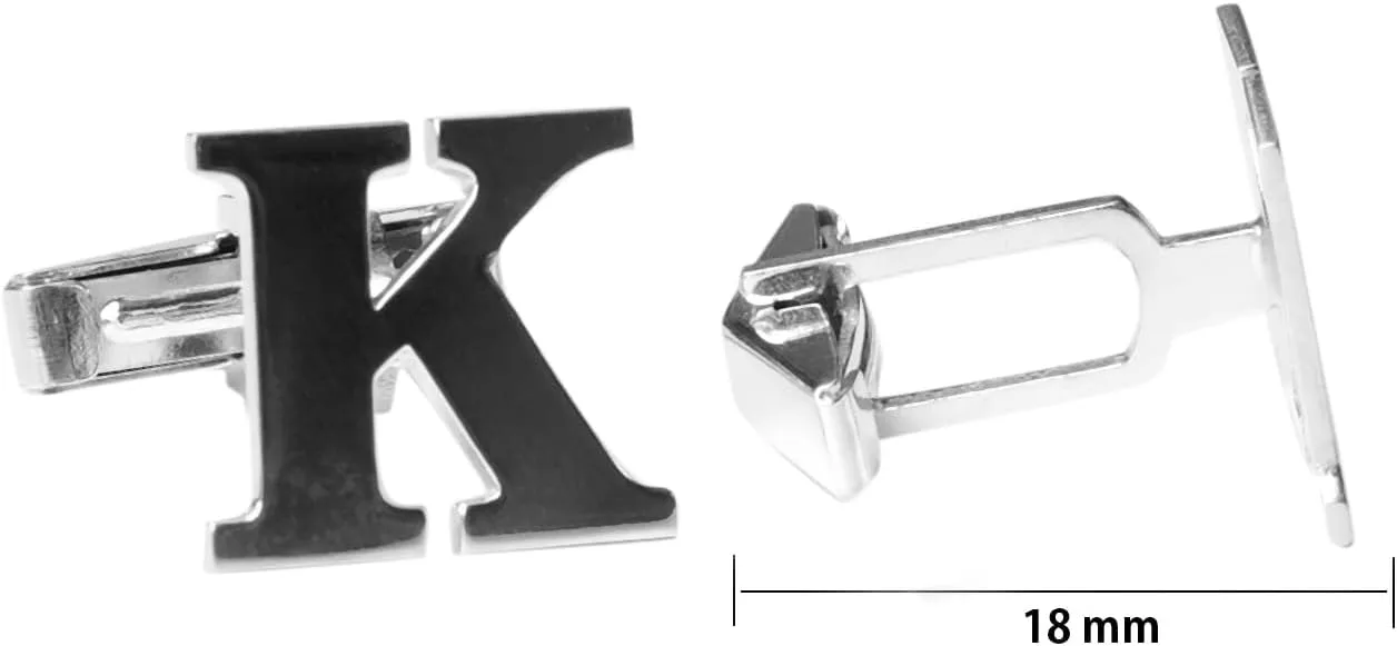 Sterling Silver A-Z Initial Cufflinks for Men, 25 Alphabet Initial Letter Wedding Cuff Links, Custom Name Cuff Link Gift, Men's Monogram Cufflinks for Wedding Business Groomsmen