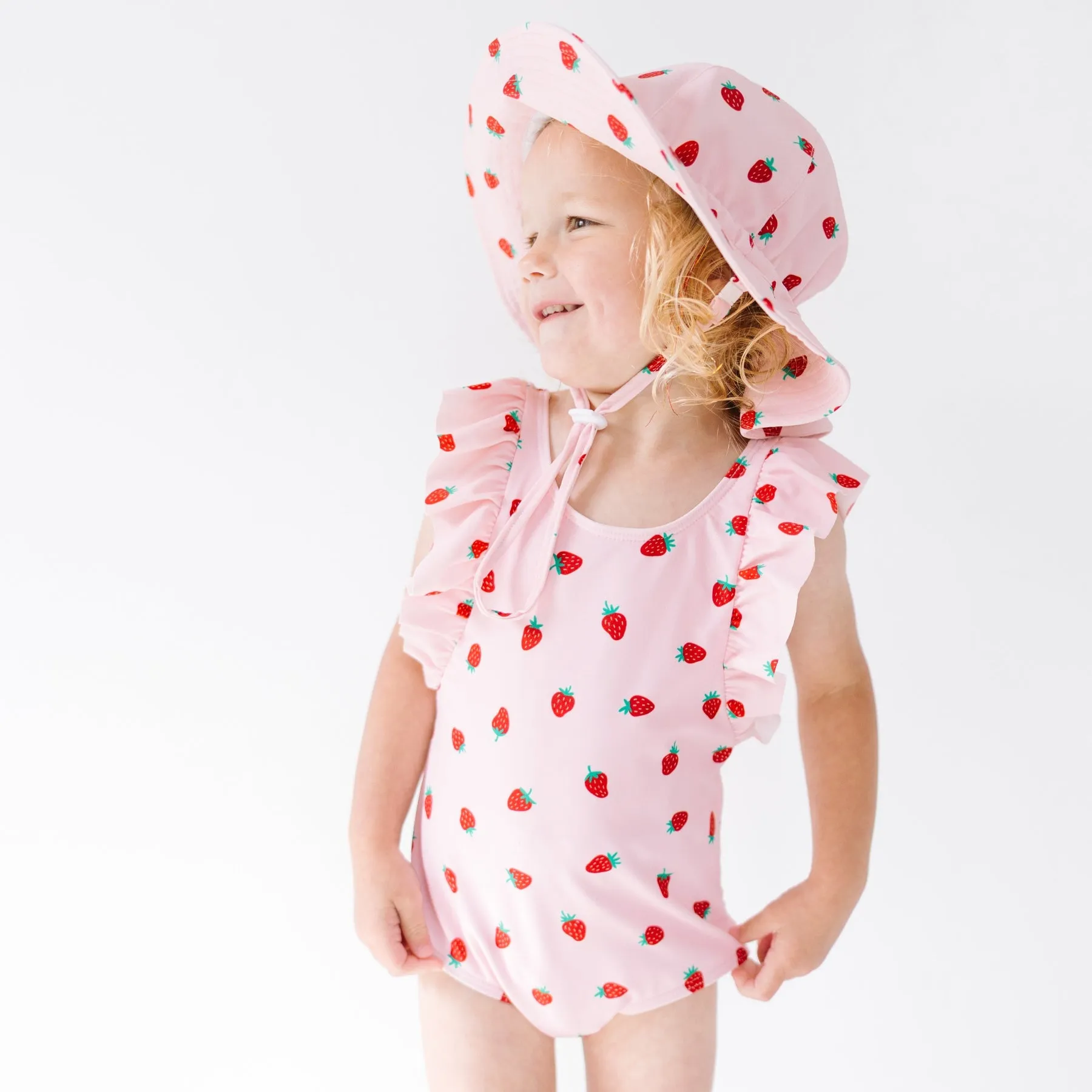 Strawberries Ruffle Sleeves One-Piece Bathing Suit
