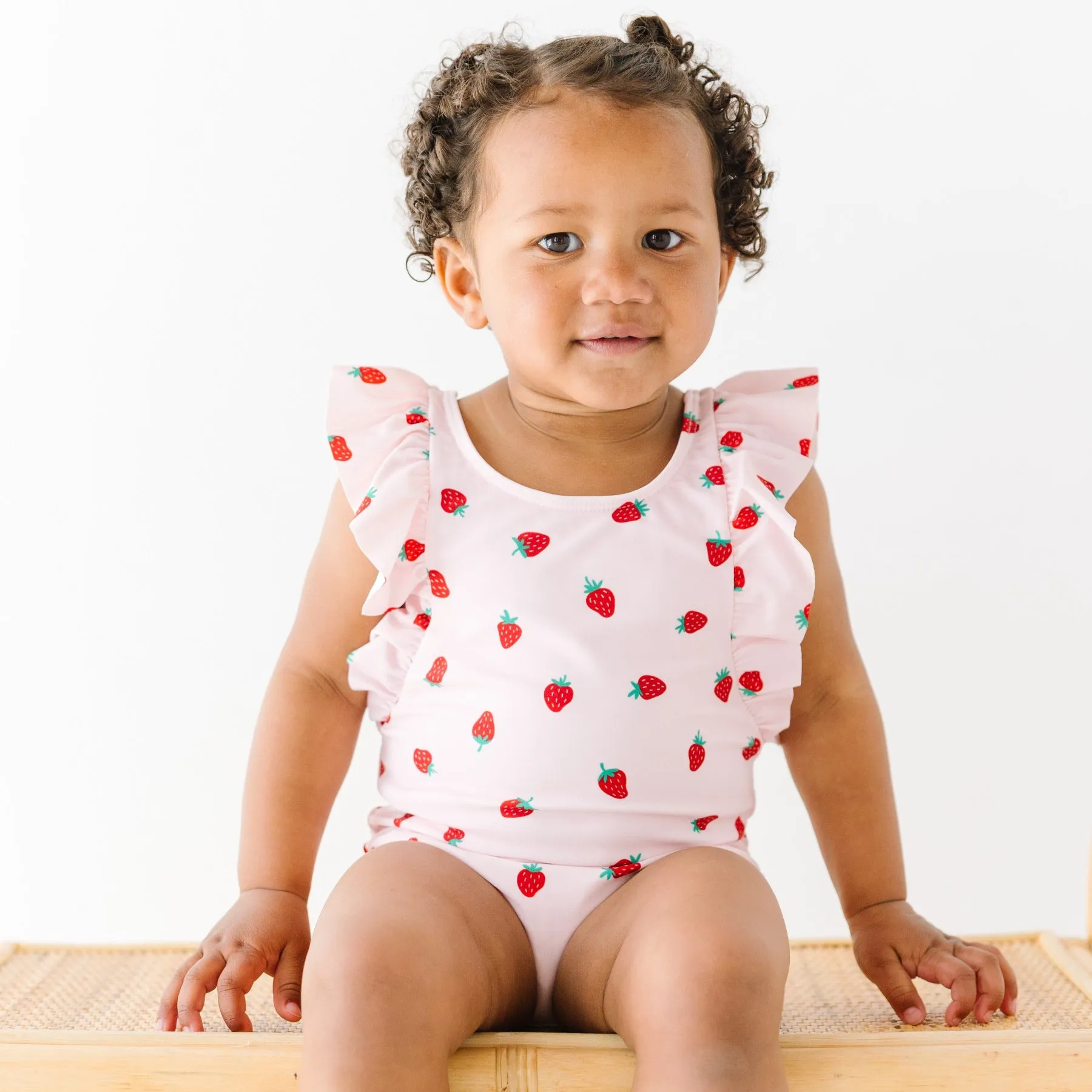 Strawberries Ruffle Sleeves One-Piece Bathing Suit
