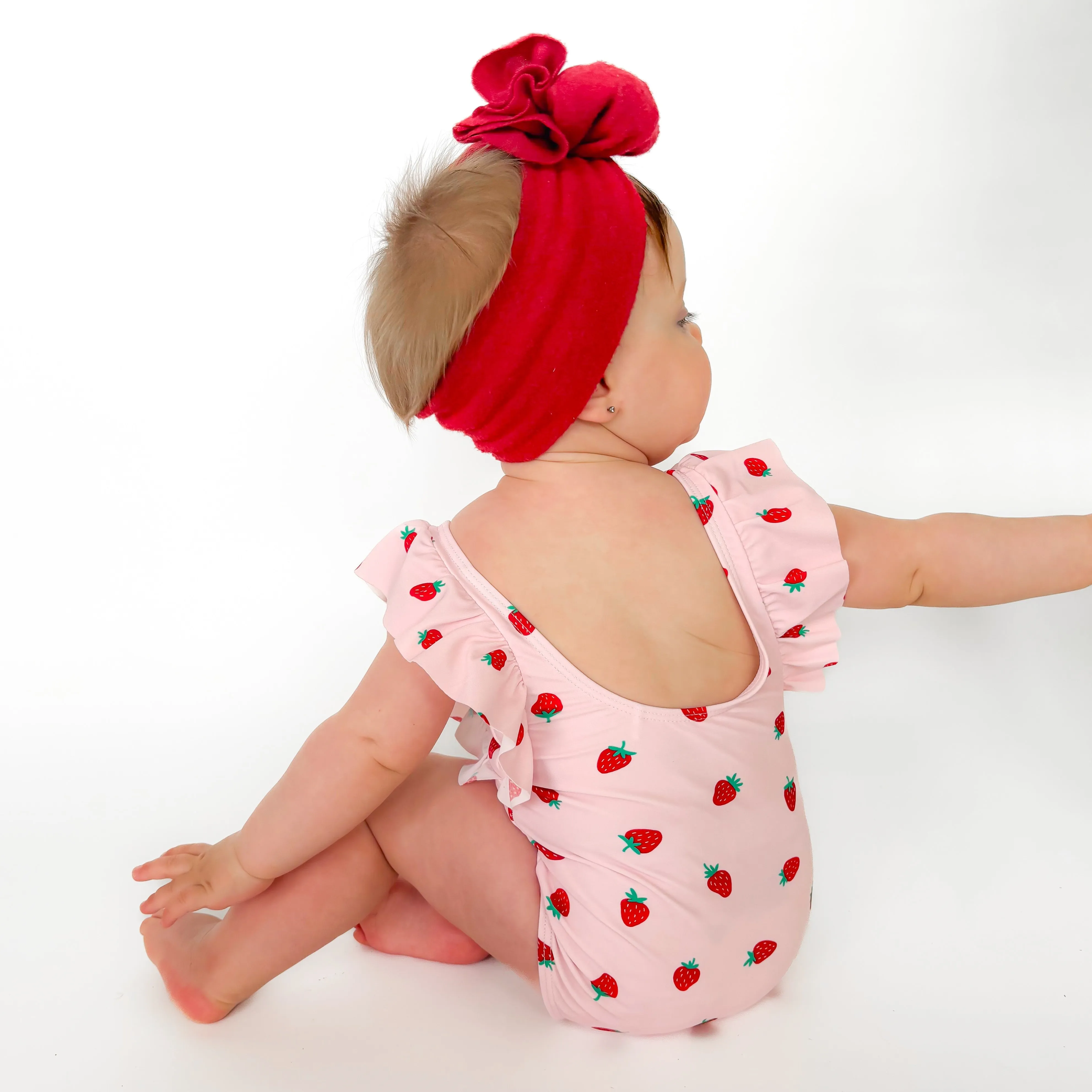 Strawberries Ruffle Sleeves One-Piece Bathing Suit