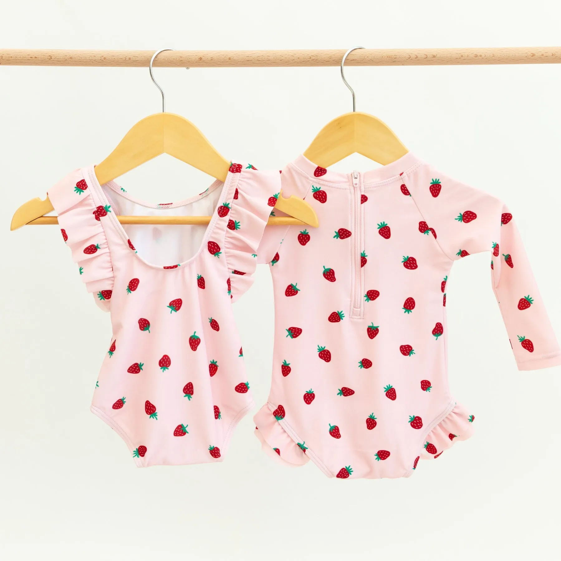 Strawberries Ruffle Sleeves One-Piece Bathing Suit